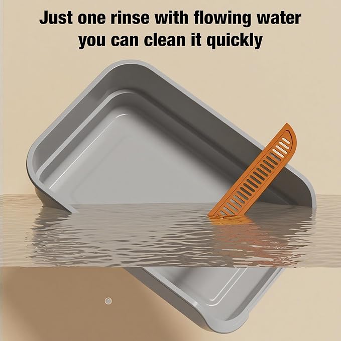 Gefryco Extra Large Cat Litter Box with High Sides, Side Entry Kitty Litter Boxes for Indoor Cats, Anti Splashing (Gray)