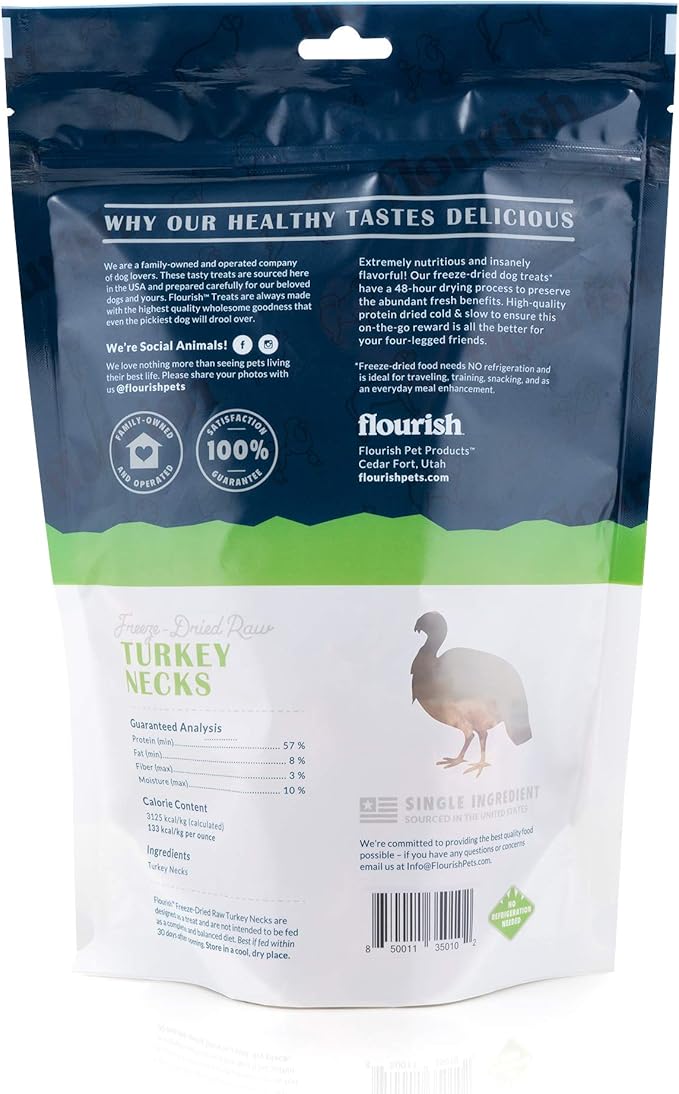 Freeze-Dried Raw Pet Treats for Dogs, Turkey Neck Chews (3 Count)