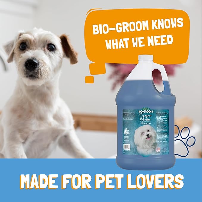 Bio-Groom Super Whitening Dog Shampoo – Whitening Pet Shampoo, Dog Bathing Supplies, Puppy Wash, Dog Grooming Supplies, Cruelty-Free – 1 Gallon