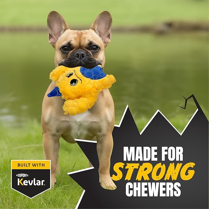 Bite Force -Durable & Strong Dog Yellow Monster with Squeaker, Kevlar-Reinforced for Aggressive Chewers - Yellow