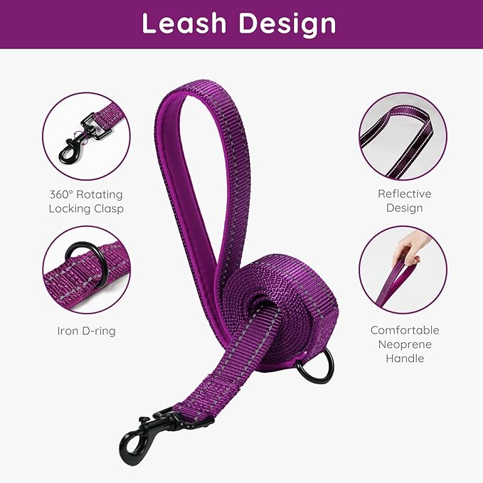 BELLA & PAL Step in Vest Harness for Small and Medium Dogs, No Pull Small Dog Harness with Leash Set, Comfortable Air Mesh Dog Vest Harness with Reflective Strip (Grape Purple, M)