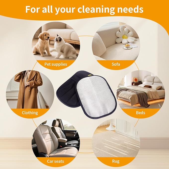 Pet Hair Removal Glove, 2025 Upgraded Five-Finger Electrostatic Grooming Tool for Cats & Dogs, Reusable Magic Fur Remover for Furniture, Car, Couch & Clothing, Essential Pet Grooming Supplies (1)