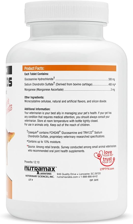 Nutramax Cosequin for Dogs Joint Health Supplement, Contains Glucosamine for Dogs, Plus Chondroitin, Supports Healthy Joints, Chewable Tablets, 250 Count