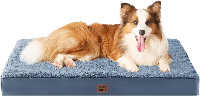 EHEYCIGA Orthopedic Dog Beds for Large Dogs with Removable Washable Cover, Spa Blue, 36x27