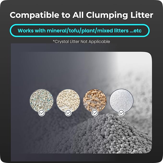 HHOLOVE TYPro Self Cleaning Cat Litter Box Automatic Hands-Free Smart Robot self Cleaning Cat Litter Box for Multiple Cats with APP Control Safe with Litter Mat Waste Bags and Deodorizer Dark Grey