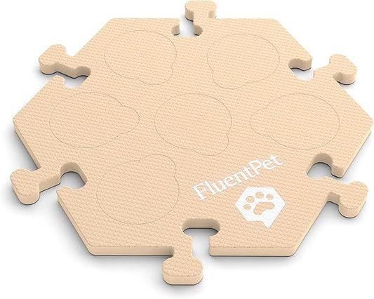 FluentPet HexTile - Light Beige | Accessory Dog and Cat Button Learning Kits | Can Hold Up to 6 Buttons | Soft, Durable, and Non-Slip | Gift for Pet Lovers | Comes in 12 Colors