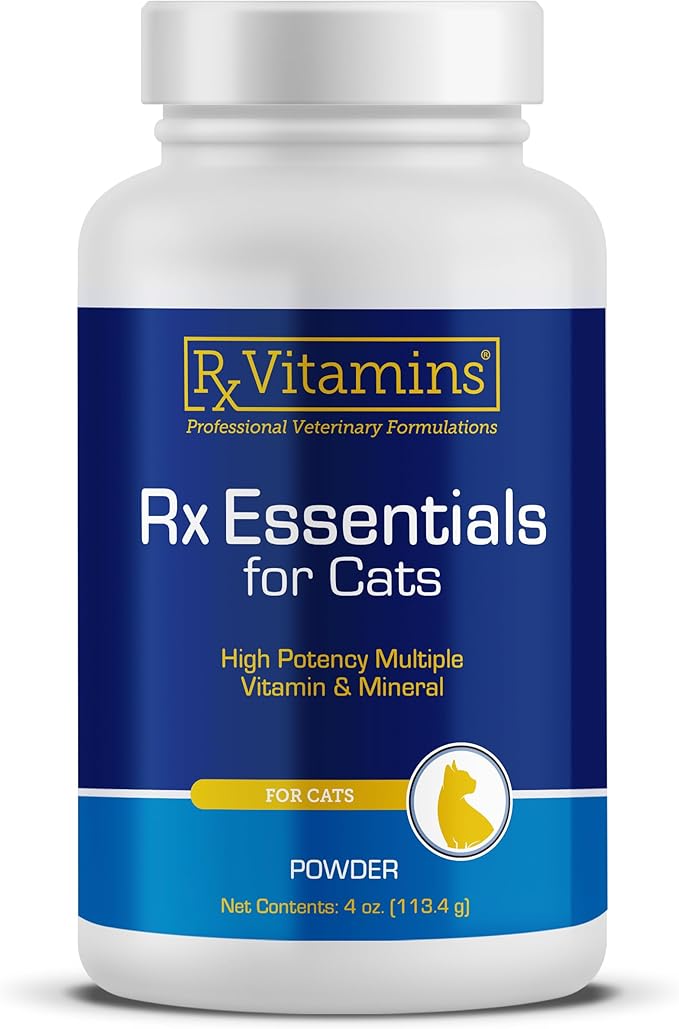Rx Vitamins Essentials for Cats - Daily Immune Support and Overall Health - Featuring Taurine, Vitamin B12, & Milk Thistle - Cat Multivitamin and Multimineral Powder with Spirulina and Vitamin B - 4oz