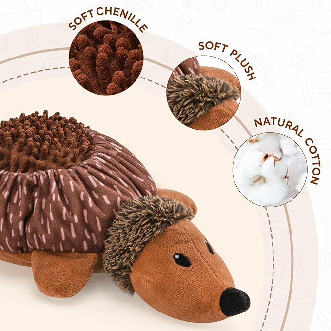 2 in1 Interactive Hedgehog Dog Toy, Plush Dog Treat Puzzle Toy, Enrichment Toys for Puppy