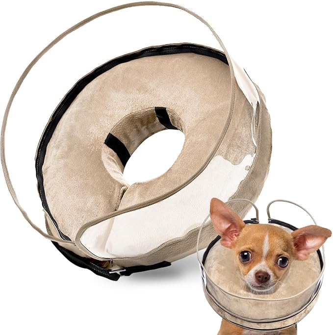 BARKLESS Dog Cone, Inflatable Dog Cone After Surgery for Small Breeds, Soft Surgery Collar with Enhanced Anti-Licking Guard Shield for Pets, Patented Protective Donut Collar