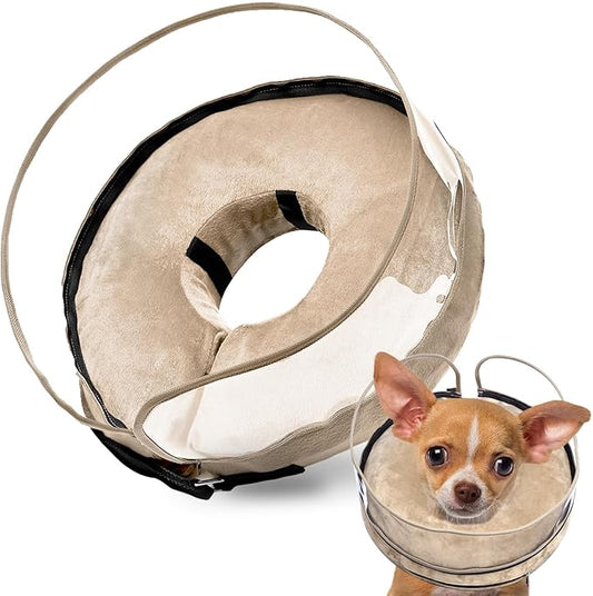 BARKLESS Dog Cone, Inflatable Dog Cone After Surgery for Small Breeds, Soft Surgery Collar with Enhanced Anti-Licking Guard Shield for Pets, Patented Protective Donut Collar