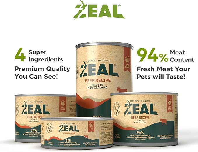 ZEAL New Zealand Wet Dog Food – High Protein, Pure Nutrition, Grain-Free with Superfoods (Lamb, 13.76oz Can 12-Pack)