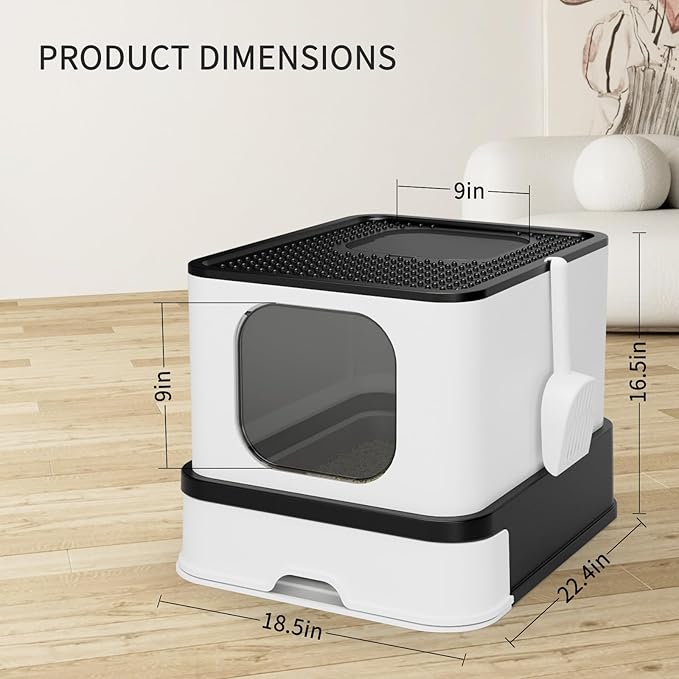 RIZZARI Stainless Steel Cat Litter Box: Large Leak-Proof Odor-Free Design - XXL Black - for Indoor Cats Pet Owners Solution