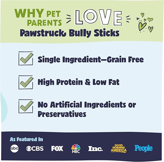 Pawstruck Natural 3–5" Bully Sticks for Small Dogs and Puppies – Single Ingredient, Low-Odor, Rawhide-Free Chew Treat – 100% Real Beef, No Artificial Preservatives – 8 oz Bag – Packaging May Vary