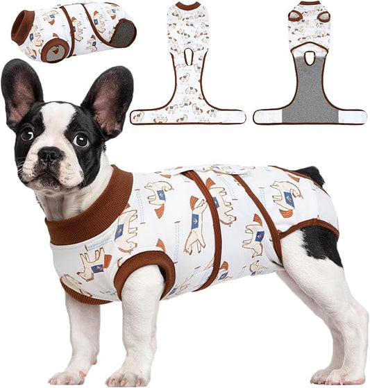 Kuoser Dog Recovery Suit for Post-Surgery Care, Spay Neuter Bodysuit for Female & Male Dogs, Anti-Licking Surgical Onesie, Snug Fit for Abdominal Wound Protection & Skin Healing, BrownPony M