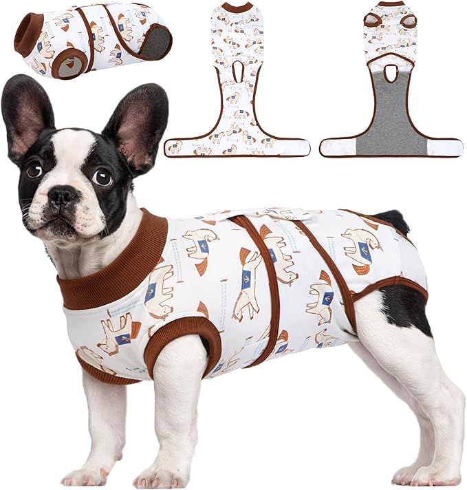 Kuoser Dog Recovery Suit for Post-Surgery Care, Spay Neuter Bodysuit for Female & Male Dogs, Anti-Licking Surgical Onesie, Snug Fit for Abdominal Wound Protection & Skin Healing, BrownPony S