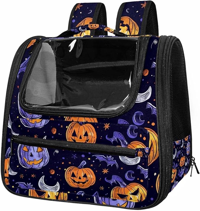 Pumpkin Helloween6 Cat Carrier Backpack,900D Wear-Resistant Oxford Fabric, Dog Carrier Cat Backpacks Suitable for Travel