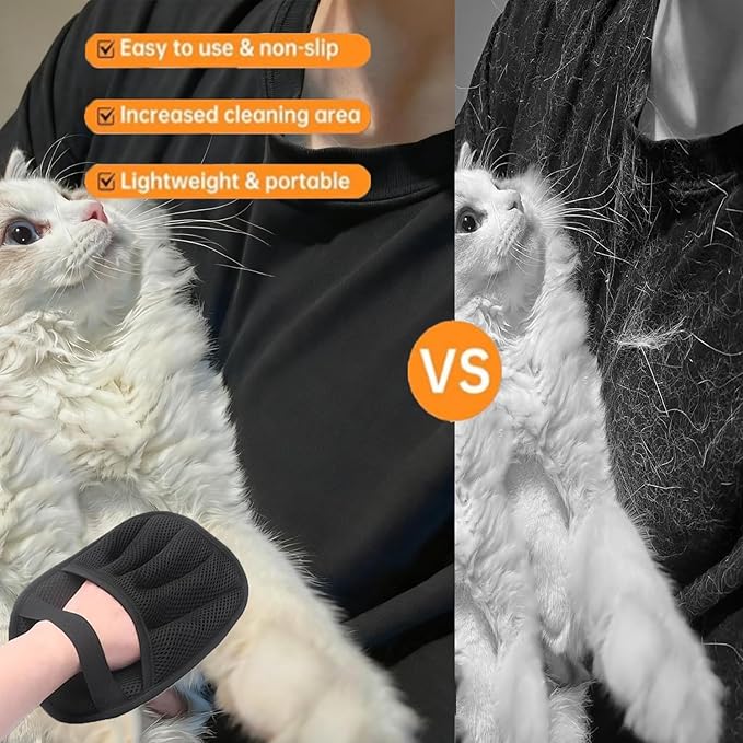 2 Pack Pet Hair Removal Glove, 2025 Upgraded Five-Finger Dog Cat Hair Remover, Electrostatic Pet Hair Remover Gloves for Couch, Animal Hair Removal Tool for Furniture, Laundry, Clothes, Car, Carpet
