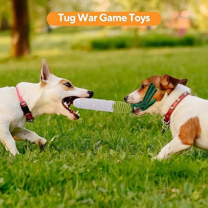 Dog Rope Toy 2PCS, Tug of War Dog Toy, Cute Carrot Dog Toy with Crinkle Paper Tags