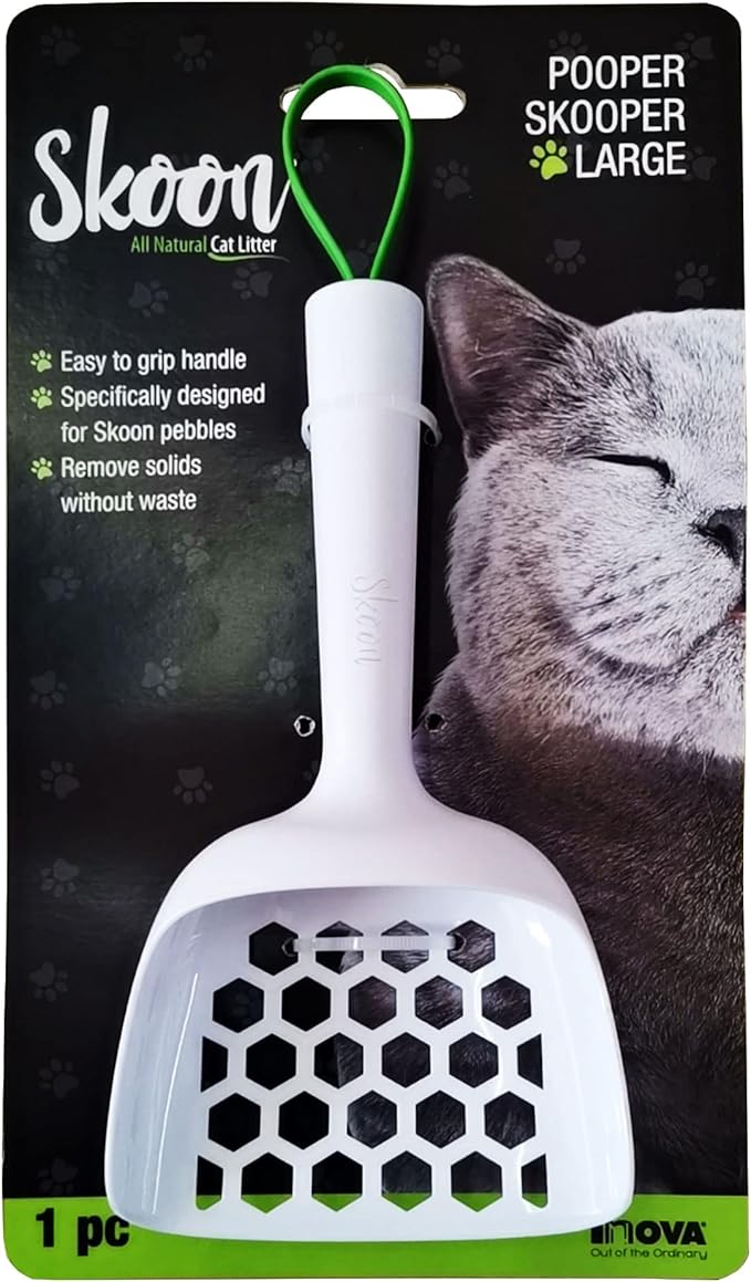 Skoon Large Cat Litter Pooper Skooper - Wide Opening, Non-Clumping Litter Box Sifter Removes Solids Without Wasting Pebbles