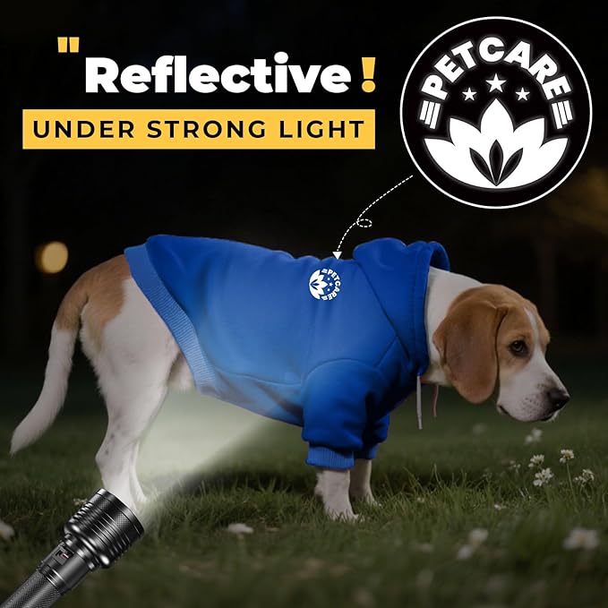 PETCARE Dog Hoodie Sweaters for Small Medium Dogs Cats Cute Soft Warm Fleece Puppy Sweaters Dog Clothes Hoodies Sweatshirt Reflective Fall Winter Chihuahua Yorkie French Bulldog Outfits, Navy