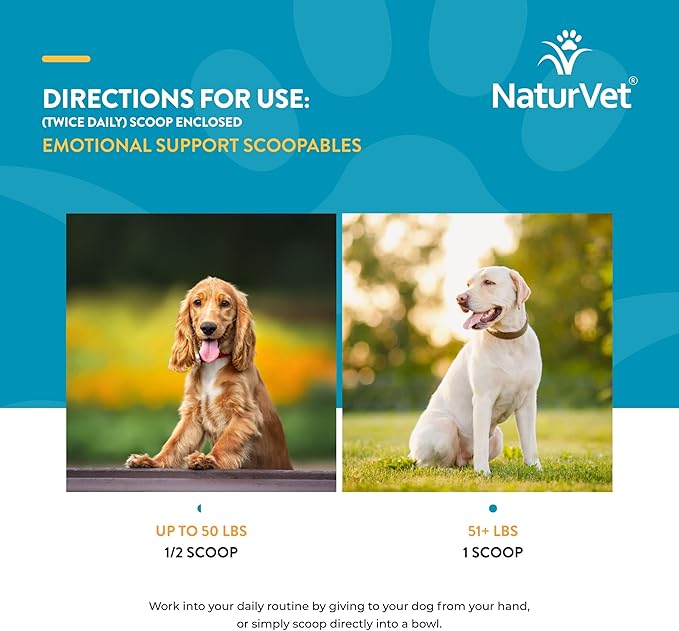 NaturVet Scoopables Emotional Support for Dogs - Daily Calming Aid Promotes 24/7 Normal, Calm Behavior - Hickory Smoked Bacon Flavored | 11oz Bag