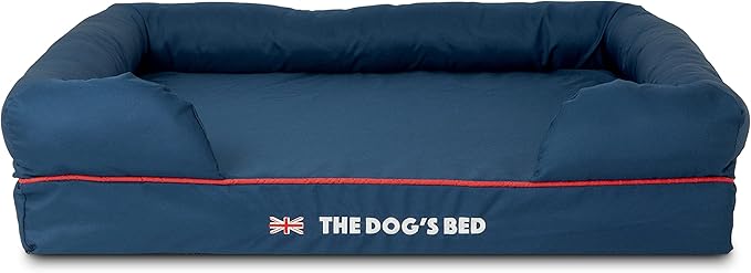 The Dog’s Bed Orthopedic Dog Bed Large Blue Oxford with Red Trim UK Flag Dog Bed Memory Foam, Pain Relief: Arthritis, Post Surgery, Lameness, Waterproof Washable Cover