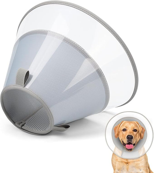 Dog Cone Collar with Soft Pad, Transparent Elizabeth Recovery Collar for Large, Medium, Small Dogs to Stop Licking, Pet Head Cone Alternative After Surgery, Neutering, Injury (2XL)