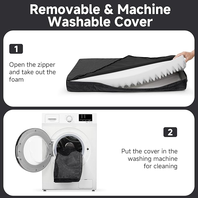 OhGeni Orthopedic Waterproof & Machine Washable Dog Bed for Small Medium Pets, Suitable for Crates, Cat Mat with 25D Egg Crate Foam, Removable Cover, 30 Inches(Black)