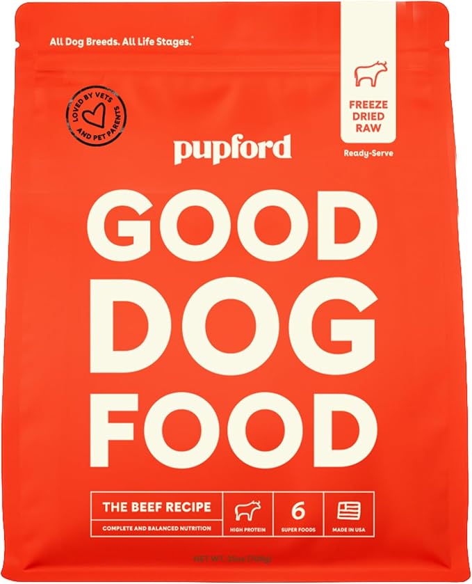 Pupford Good Dog Food, Freeze-Dried Raw, High-Protein, Superfood Ingredients, Vet-Approved, No Fillers or Artificial Additives (Beef Recipe, 25 oz)