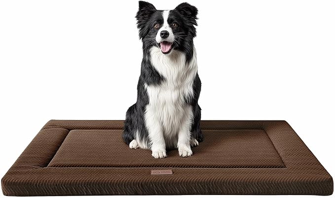 WESTERN HOME Dog Bed for Crate, High Resilience Foam Dog Crate Mat Kennel Pad with Soft Wavy Plush Comfortable Anti-Slip Washable Bed for Large Medium Small Dogs & Cats