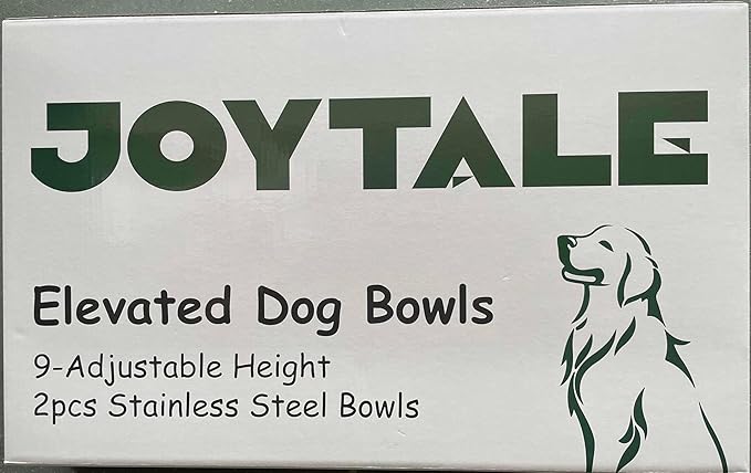 Joytale Elevated Dog Bowls for Large Breeds, Heavy Duty 9 Adjustable Height from 9" to 17.5" Metal Stand Anti-Slip, Non Spill Raised Food & Water Station with 2 Stainless Steel Food Bowls, Black