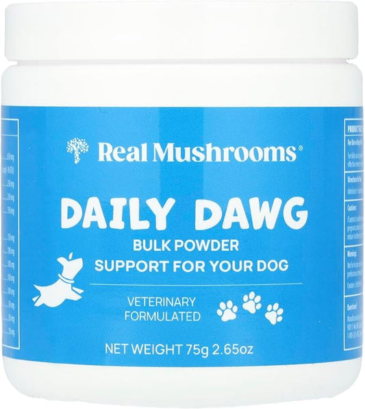 Real Mushrooms Whole Dog Health – Functional Mushroom Blend for Dogs with Lion’s Mane, Cordyceps, Turkey Tail, Reishi, Shiitake for Overall Wellbeing of Dogs – 2.65 oz Powder Supplement