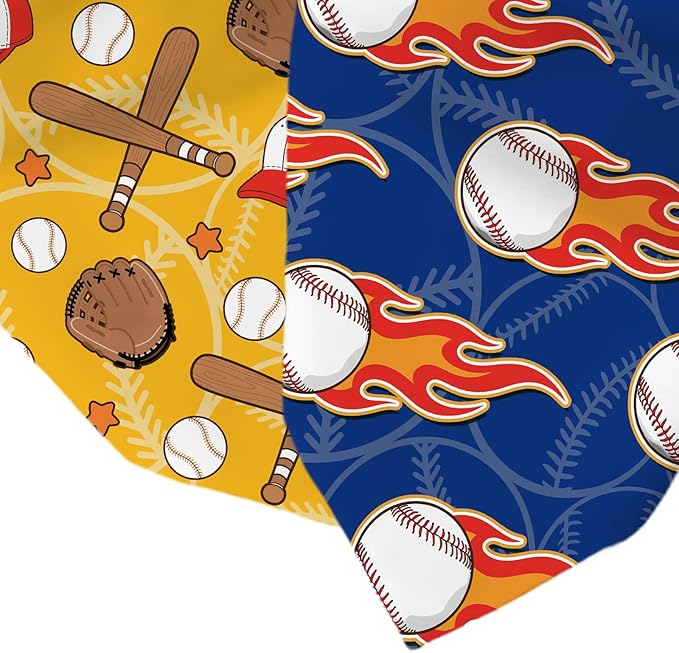 Baseball Dog Bandanas 2 Pcs, Puppy Gifts, Pet Scarf for Dog Girl, Baseball Triangle Puppy Scarf Kerchief Bandana, Small Medium Pet Dogs On Sport for Dogs Lovers