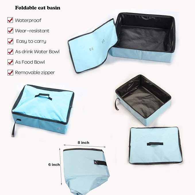 Mispace Portable Twin Compartment Show House Cat Cage/Condo - Easy to Fold & Carry Kennel - Comfy Puppy Home & Dog Travel Crate with Portable Carry Bag/Two Hammocks/Mats and Collapsible Litter Box