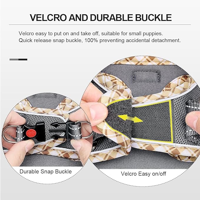 Mercano Soft Mesh Dog Harness and Leash Set, No-Chock Step-in Reflective Breathable Lightweight Easy Walk Vest Harnesses with Safety Buckle for Small Dogs, Cats (Grey, S)