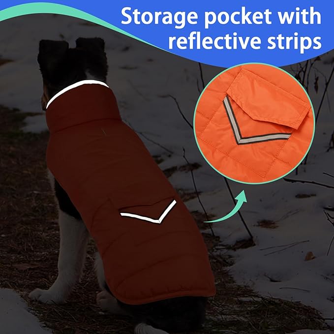 MIGOHI Warm Dog Coat - Winter Dog Jacket, Reflective Windproof Fleece Vest with Leash Hole and Furry Collar