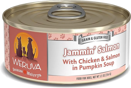 Weruva Classic Dog Food, Jammin' Salmon with Chicken & Salmon in Gravy, 5.5oz Can (Pack of 24)
