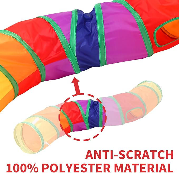 Pet Cat Tunnel, S-Shape Tunnels for Indoor Cats, Collapsible Pet Tunnel for Kitten, Puppy, Rabbit, 25cm-Wide Tunnels, Durable & Breathable, with Peek Hole Toy Ball