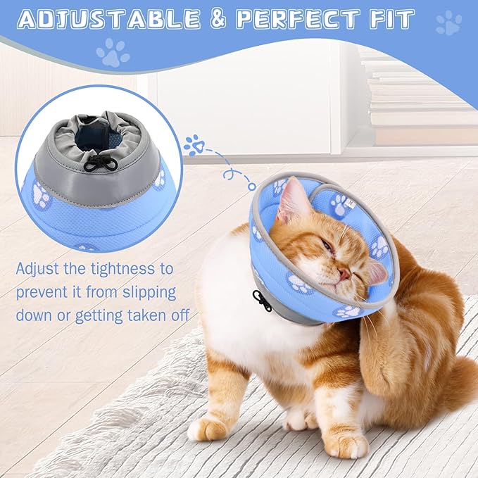 Cat Cone Collar Soft Elizabethan Collar for Surgery Recovery - Adjustable for Small and Large Cats Kittens to Stop Licking