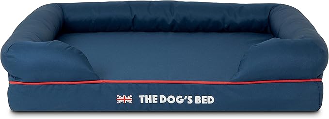 Replacement Outer Cover for The Dog's Bed Orthopedic Memory Foam Dog Bed. Washable Oxford Fabric, Medium (Blue with Red Piping UK Embroidery Flag)