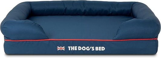 Replacement Outer Cover for The Dog's Bed Orthopedic Memory Foam Dog Bed. Washable Oxford Fabric, Medium (Blue with Red Piping UK Embroidery Flag)