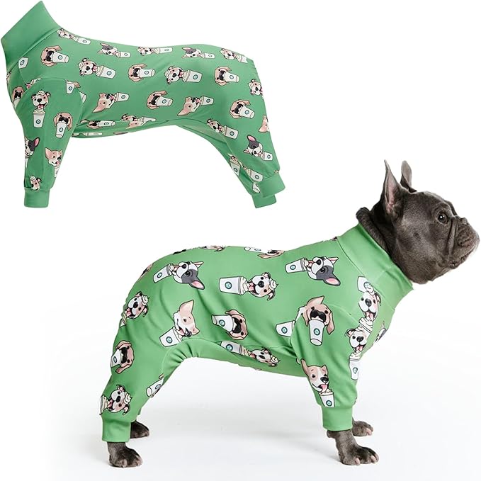 Spark Paws Dog Pajama, Dog Recovery Suit Male, Onesie, Ultra-Soft and 4-Way Stretch, for Small Medium and Large Breeds - Pup Cup - XL