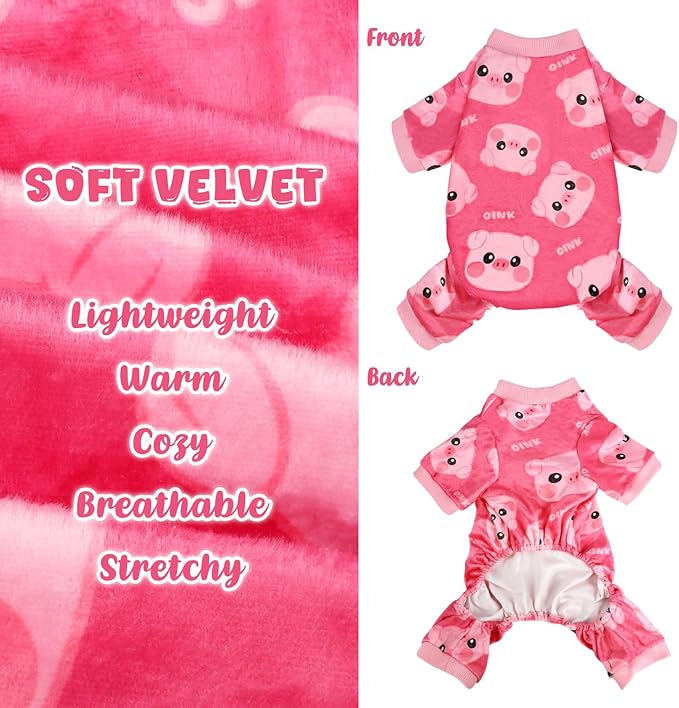 Dog Pajamas Soft Lightweight Dog Onesies Outfit Clothes for Small Medium Large Puppy Pjs for Pet Boys Girls Dogs Cats (L (Back: 14",Chest: 18", Neck: 10.6"), Pink Pig)