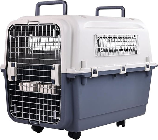 Elevon Plastic Kennels, Plastic Dog Crate, Airline Approved Pet Carrier for Dogs and Cats Longer Traveling, L