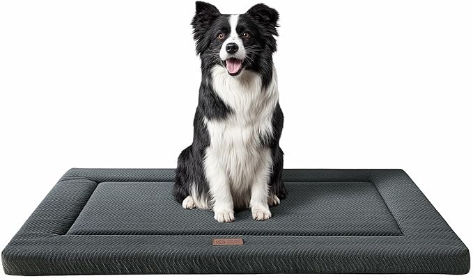 WESTERN HOME Dog Bed for Crate, High Resilience Foam Dog Crate Mat Kennel Pad with Soft Wavy Plush Comfortable Anti-Slip Washable Bed for Large Medium Small Dogs & Cats