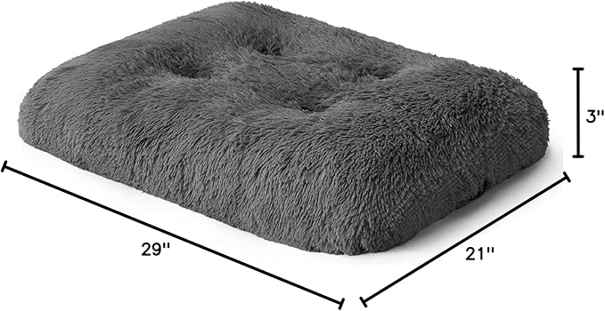 Bedsure Washable Medium Dog Bed for Crate, Plush Calming Dog Crate Mat, Fluffy Pet Bed for Medium Sized Dogs, Plush Soft Comfort Sleeping Mat for Puppy, Anti-Slip Pet Kennel Pad, 29" x 21", Dark Grey