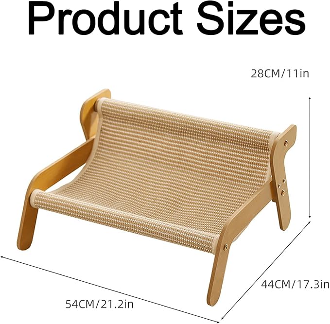 Cat Hammock, 2-in-1 Cat Scratch Pad and Cat Couch for Most Cats, Sisal Cats Scratcher Bed for Home Indoor, Cat Hammock Gifts for Cats