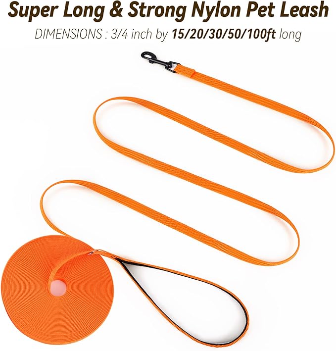 lynxking Dog Training Leash Long Obedience Recall Agility Leash 15ft 30ft 50ft Tracking Lead Perfect for Training Play Camping and Backyard
