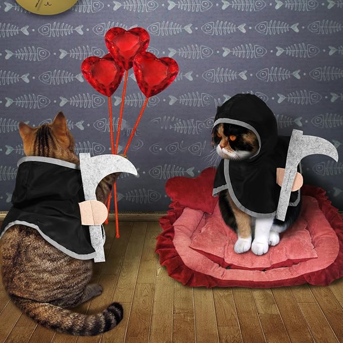 Halloween Pet Cosplay Cloak for Cats and Dogs, Lightweight Polyester Cape with Hat, Funny and Comfortable Costume for Halloween Parties