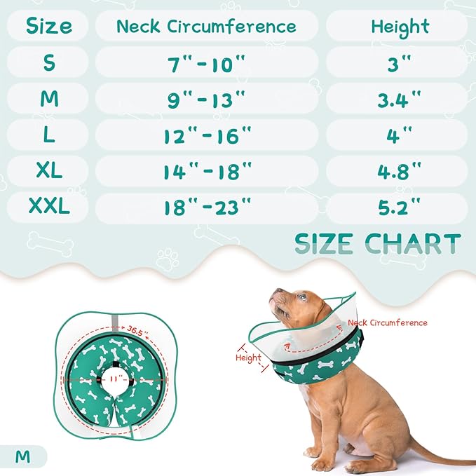 Supet Raised Inflatable Dog Cone Collar to Stop Licking, Soft Dog Cone Alternative After Surgery, Pet Neck Donut Collar for Small Medium Large Dogs